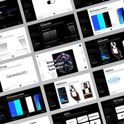 Brand Guidelines Template - Genesiss.io Digital Template Genesis Studio Templates, Digital Marketing Templates, Arabic Templates, نماذج بوربوينت, نماذج باللغة العربية , نماذج للتسويق الإلكتروني, saudi,