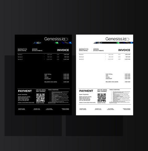 Invoice Template - Genesiss.io Digital Template Genesis Studio Templates, Digital Marketing Templates, Arabic Templates, نماذج بوربوينت, نماذج باللغة العربية , نماذج للتسويق الإلكتروني, saudi,