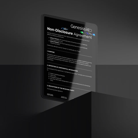 Non - Disclosure Agreement Template - Genesiss.io Digital Template Genesis Studio Templates, Digital Marketing Templates, Arabic Templates, نماذج بوربوينت, نماذج باللغة العربية , نماذج للتسويق الإلكتروني, saudi,